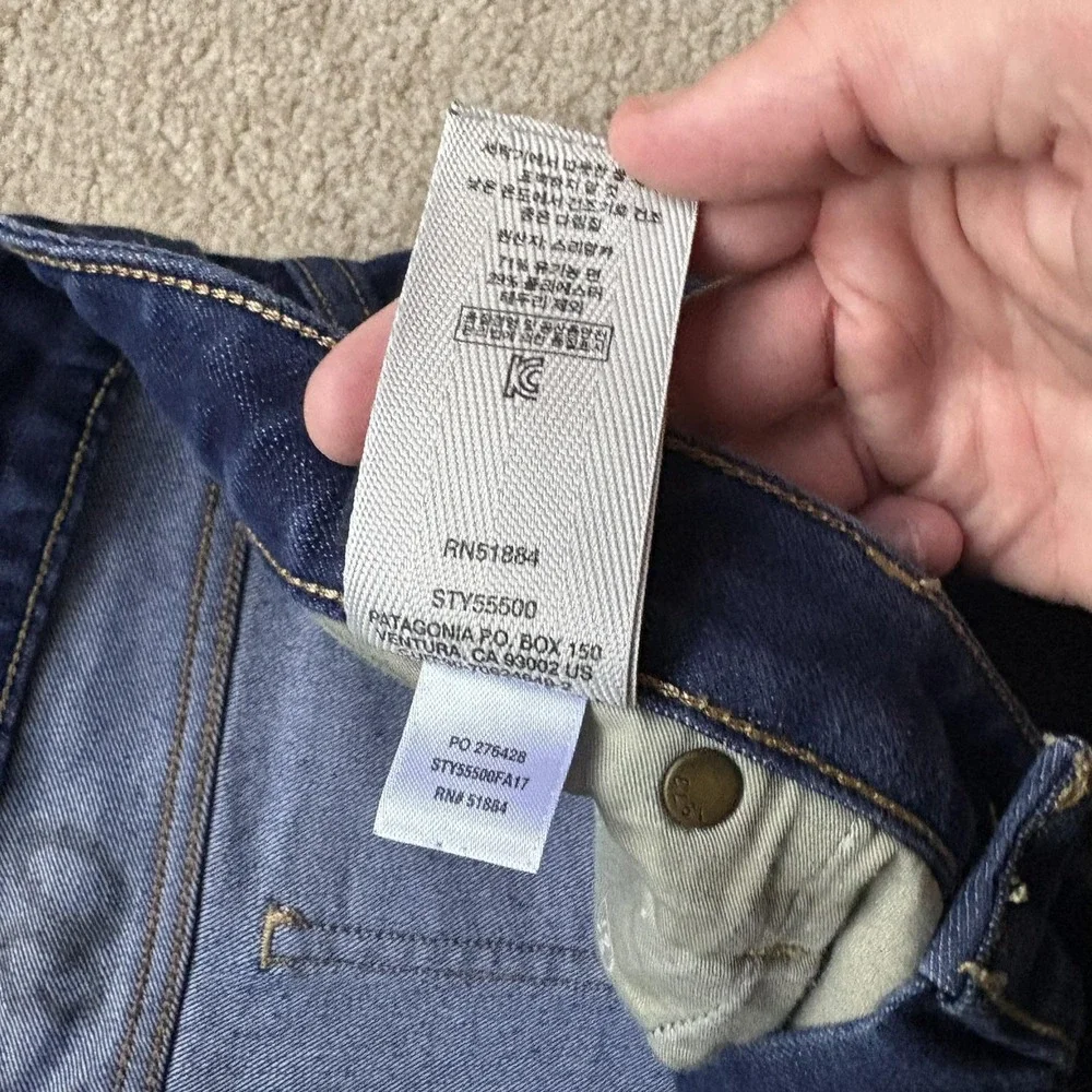 Patagonia Jeans Womens 33x28.5 Dark‎ Wash Straight Regular Organic Cotton Denim